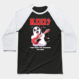 Funny Retro Rock Sheet Ghost Men Kids Women Halloween Baseball T-Shirt